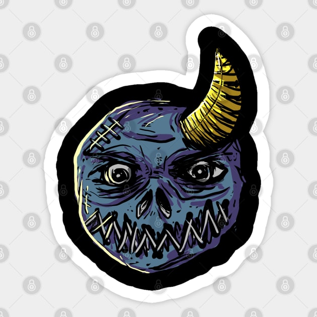 Demon Face Ball Sticker by DeathAnarchy